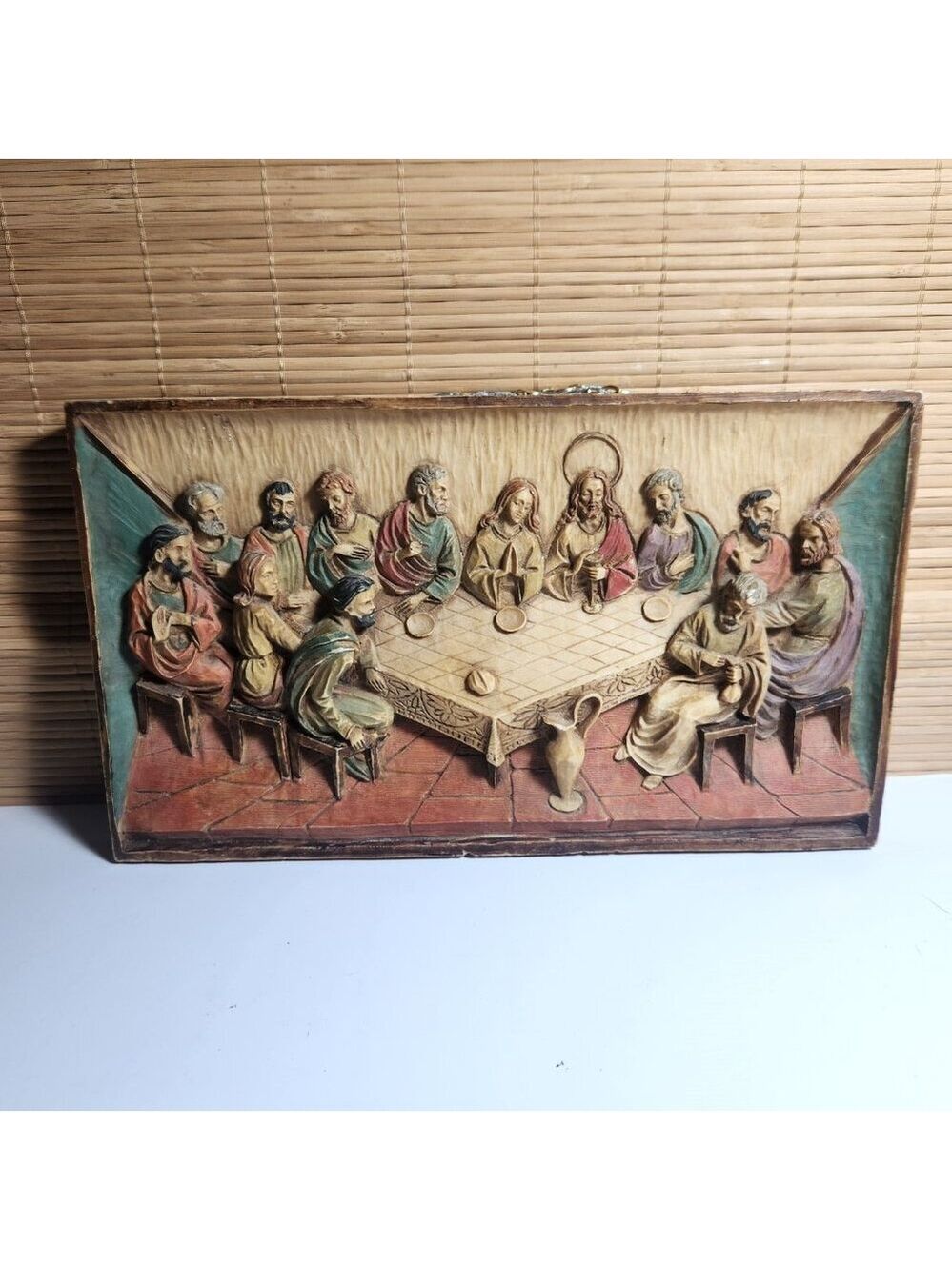 Vintage Last Supper 3D Resin Wall Plaque – Made in Italy – 12.5x7.25